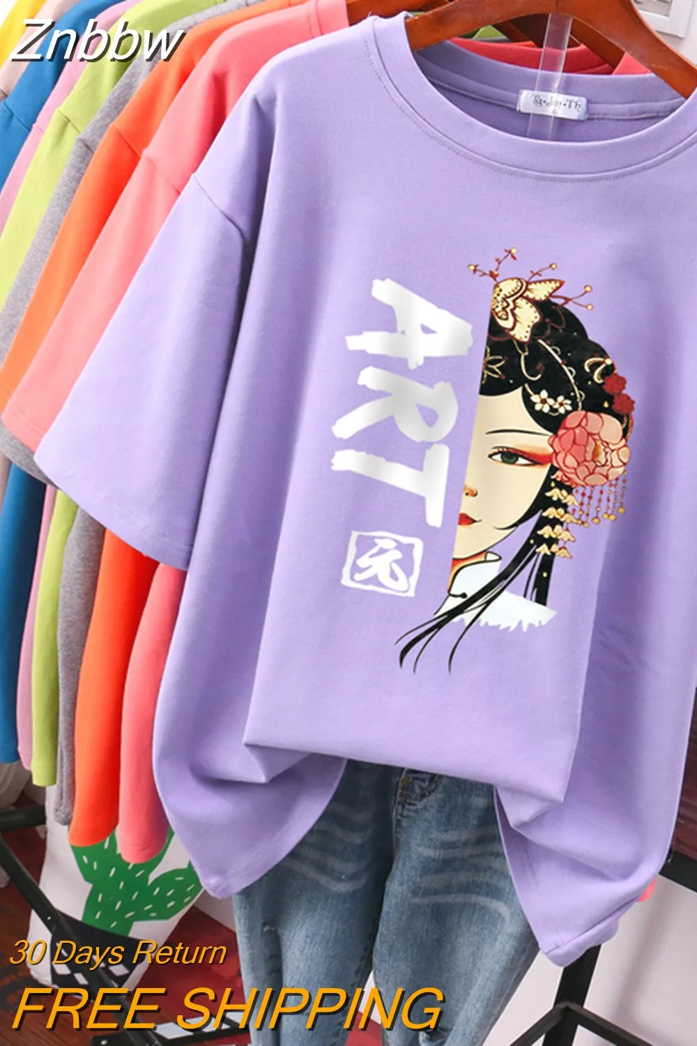 Znbbw 100% Cotton Plus Size L-6XL T Shirt Print Tshirt Short Sleeve Women's Top Chinese Style Summer Couple O Neck T Shirts - Image 7