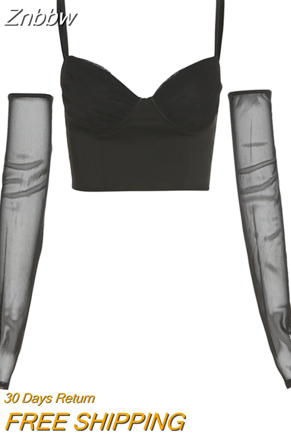 Znbbw Autumn Fashion Casual Sexy Solid Y2K Camisole With Removable Sleeve For Women Simple Wild Club Streetwear Female T Shirt - Image 3