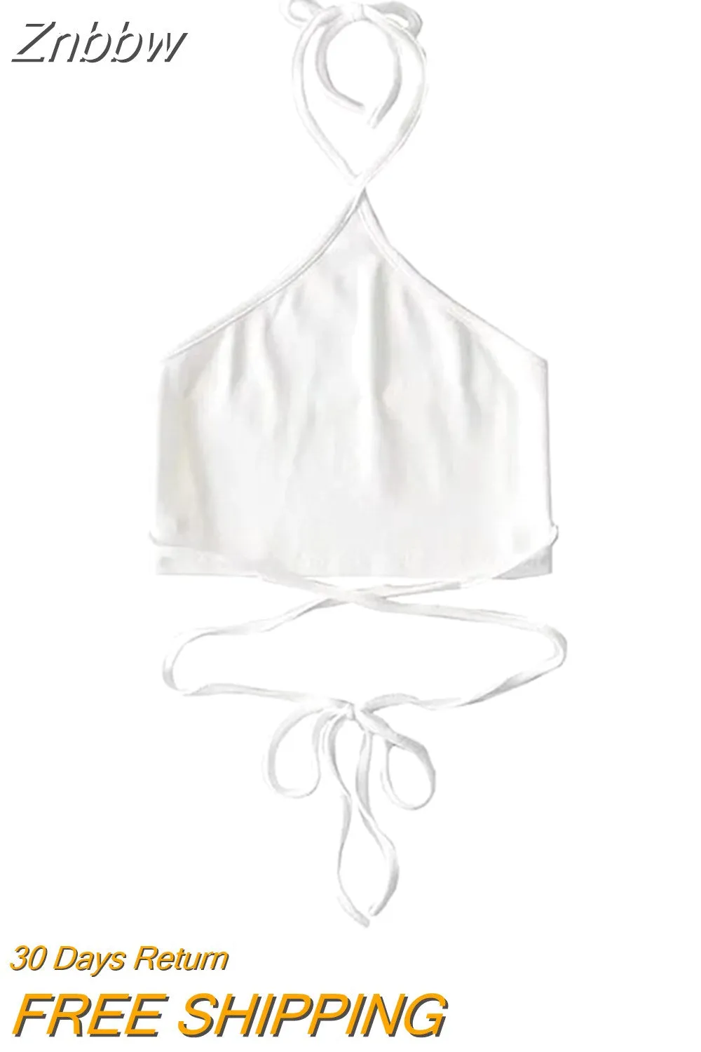 Znbbw Women Halter Tie Back Cropped Camisole Halter Neck Tie Waist Tank Top - Image 7