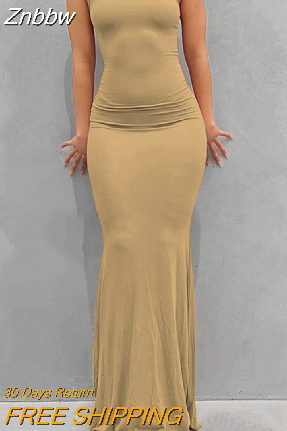 Znbbw Dresses for Women Strap Backless Long Maxi Dresses Sleeveless Sexy Skinny Casual Elegant Summer Dresses Woman 2023 - Image 4