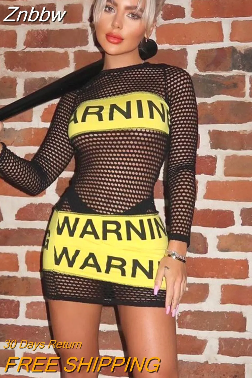 Znbbw Women Sexy Long Sleeve See Through Party Club Bodycon Black Mini Dress 2023 Autumn Clothes Wholesale Items For Business - Image 2