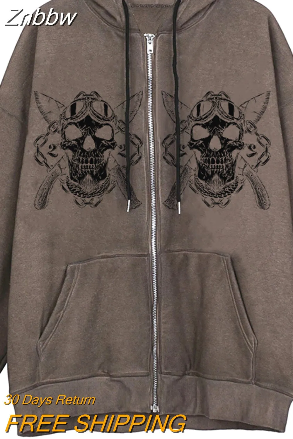 Znbbw Women Hip Hop Streetwear Hoodies Goth Angel Dark Print Zipper Jacket Coat Harajuku Y2K Hooded Top Clothes Men Women Punk Outwear - Image 8