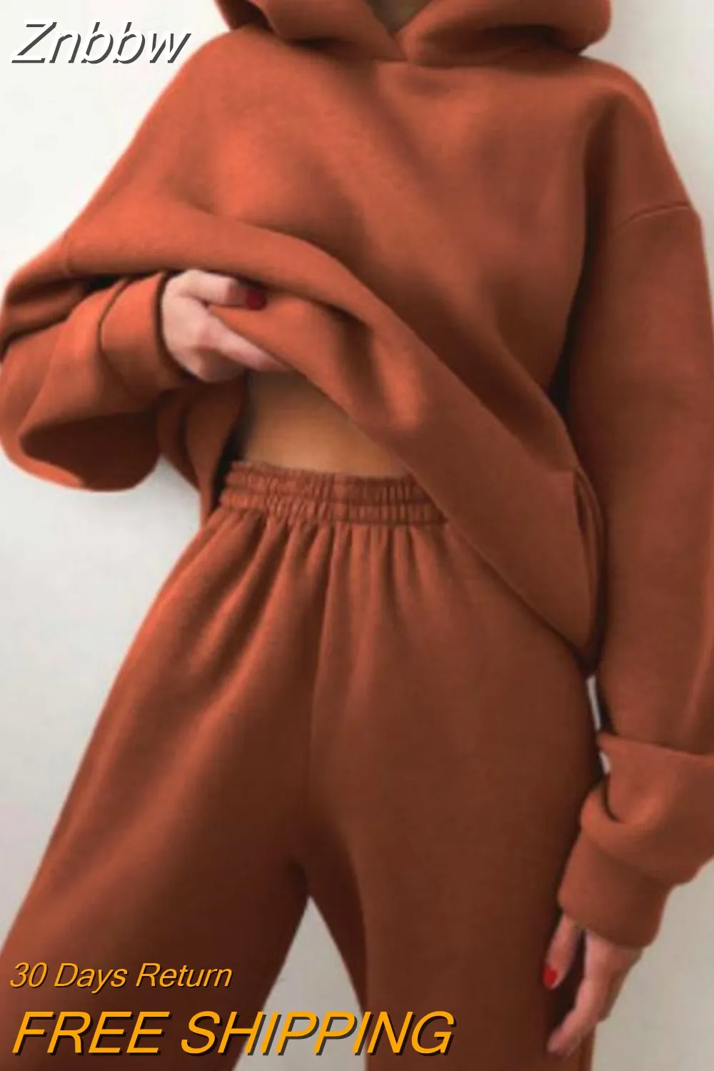 Znbbw Women Tracksuit Solid Casual Long Sleeve Sweatershirts with Trousers Suit Sports Hoodie Sportswear Winter 2023 Two Piece Sets - Image 7