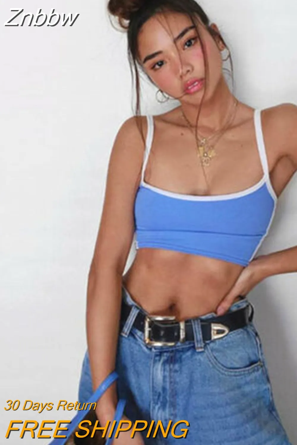 Znbbw Women Sexy Hollow Out Lace Up Camis Summer Sleeveless Solid Color Slim Fit Bandage V Neck Low Cut Club Holiday Casual Crop Top - Image 9