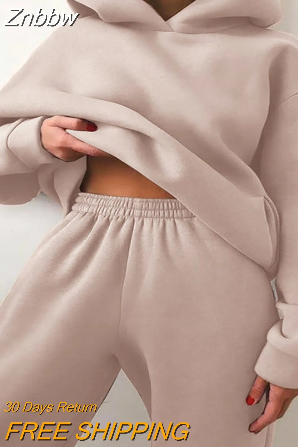 Znbbw Women Tracksuit Solid Casual Long Sleeve Sweatershirts with Trousers Suit Sports Hoodie Sportswear Winter 2023 Two Piece Sets - Image 5