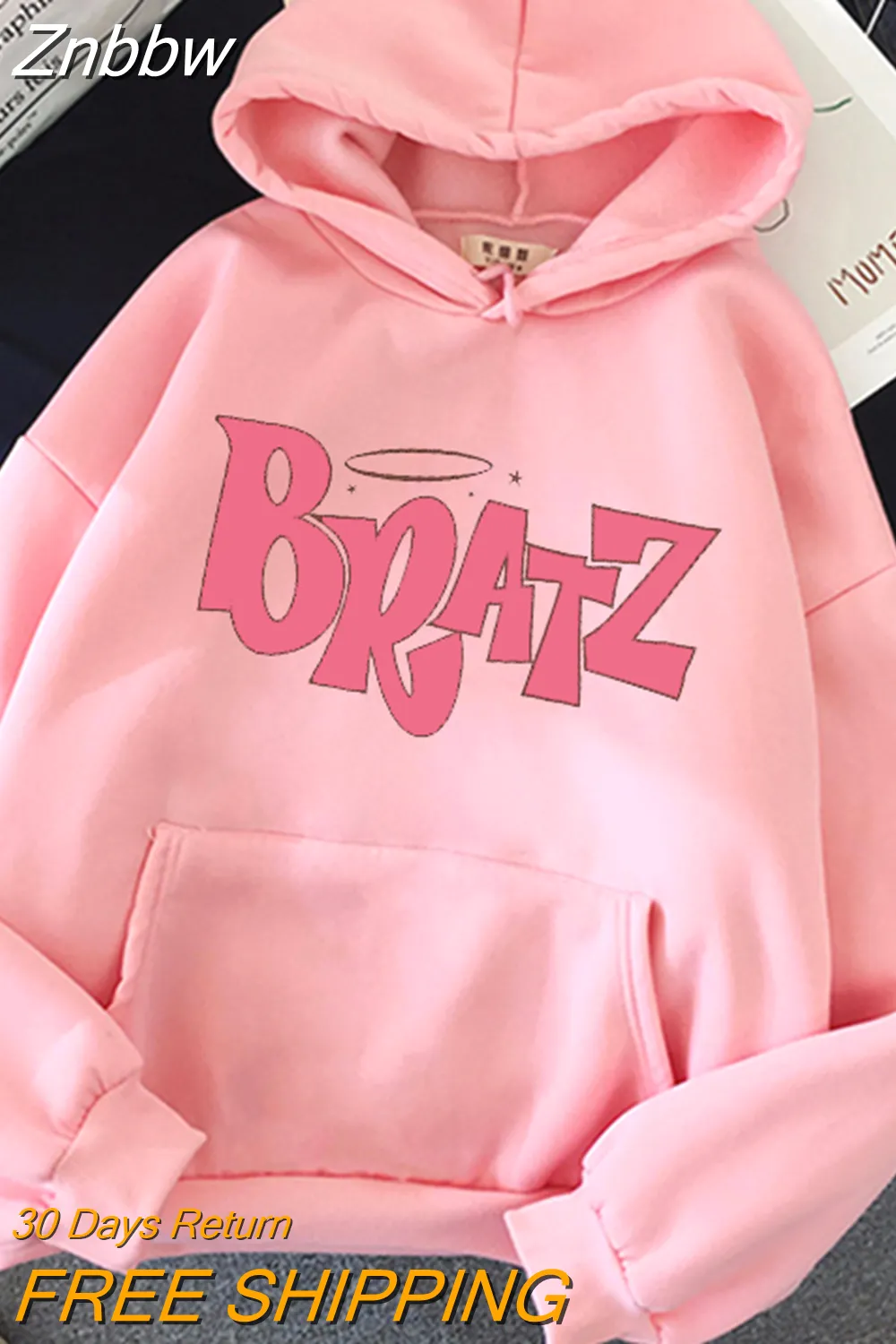 Znbbw Bratz Letter Sweatshirt Women's Casual Pink Top harajuku Fashion Hooded Sweatshirt Long Sleeve Print Graphic Jacket Women - Image 8
