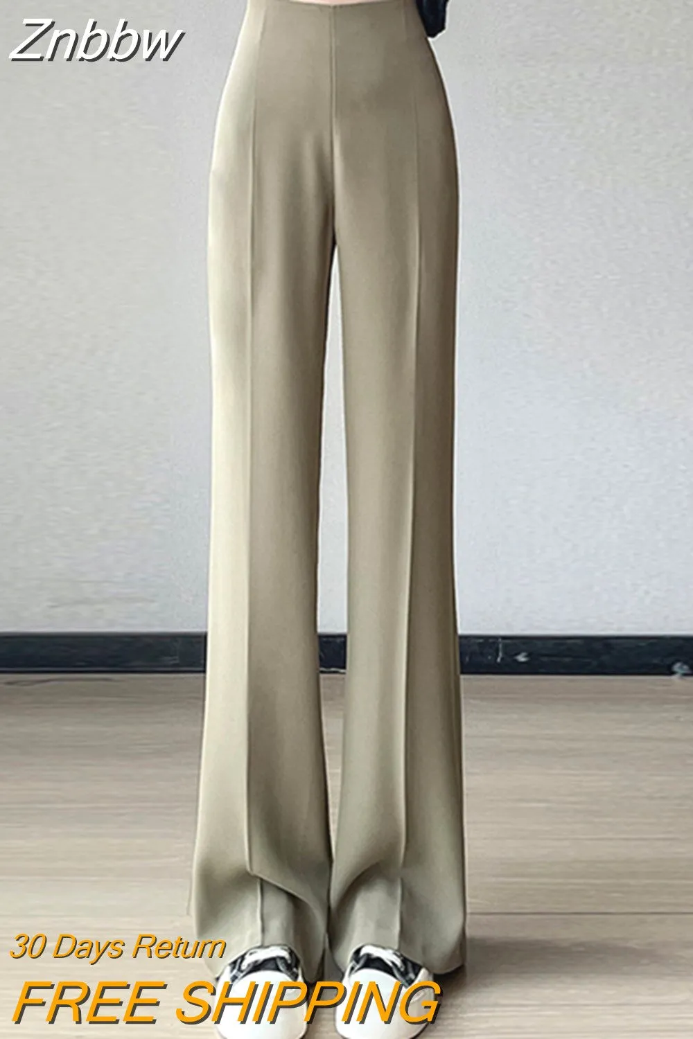 Znbbw 2023 Summer Thin Drape Ice Silk Pants Women Simplicity Straight Long Trousers Womens Office Lady Casual Suit Pants - Image 3