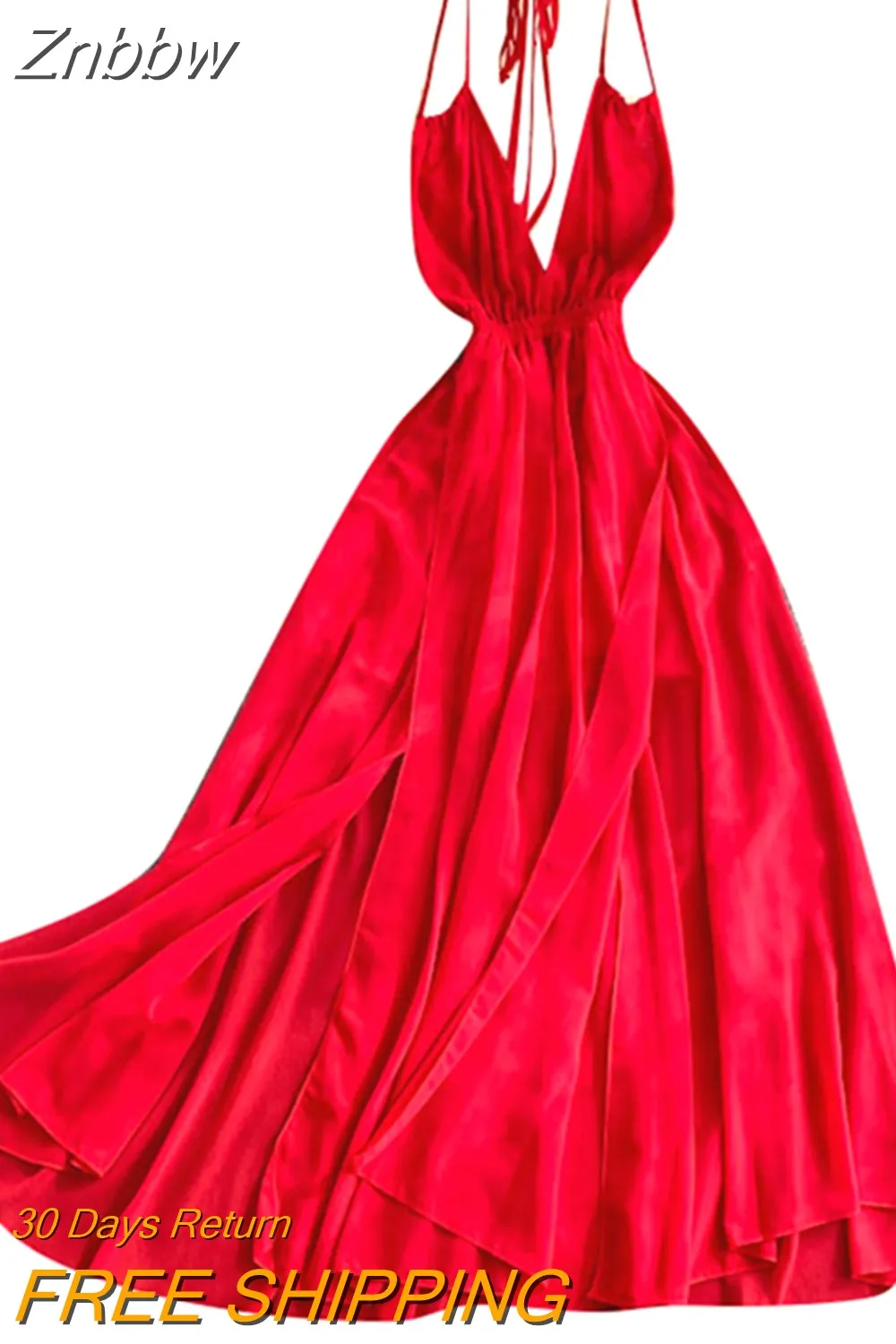 Znbbw Vacation Vestidos Female New Summer Dress Hanging Neck Strap Sexy Halter Beach Midi Dress DK396