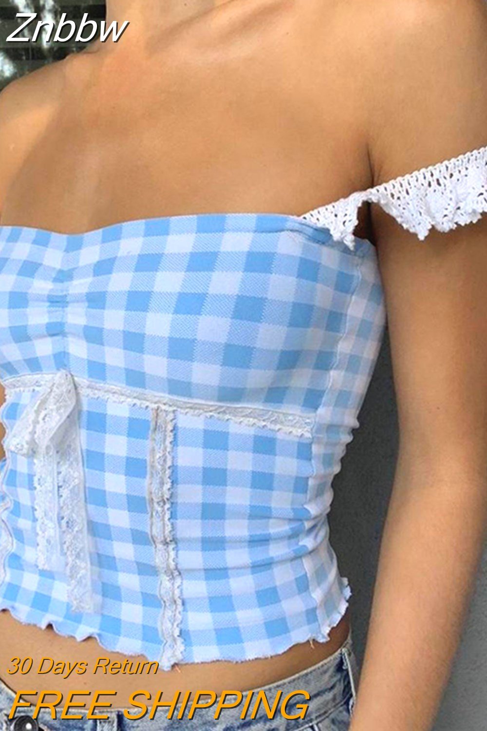 Znbbw Women Y2K Crop Top Cute Bow Lace Strap Camis Aesthetic Fairycore Vest Chic Retro Plaid Backless Milkmaid Tops 2000s Vintage - Image 7