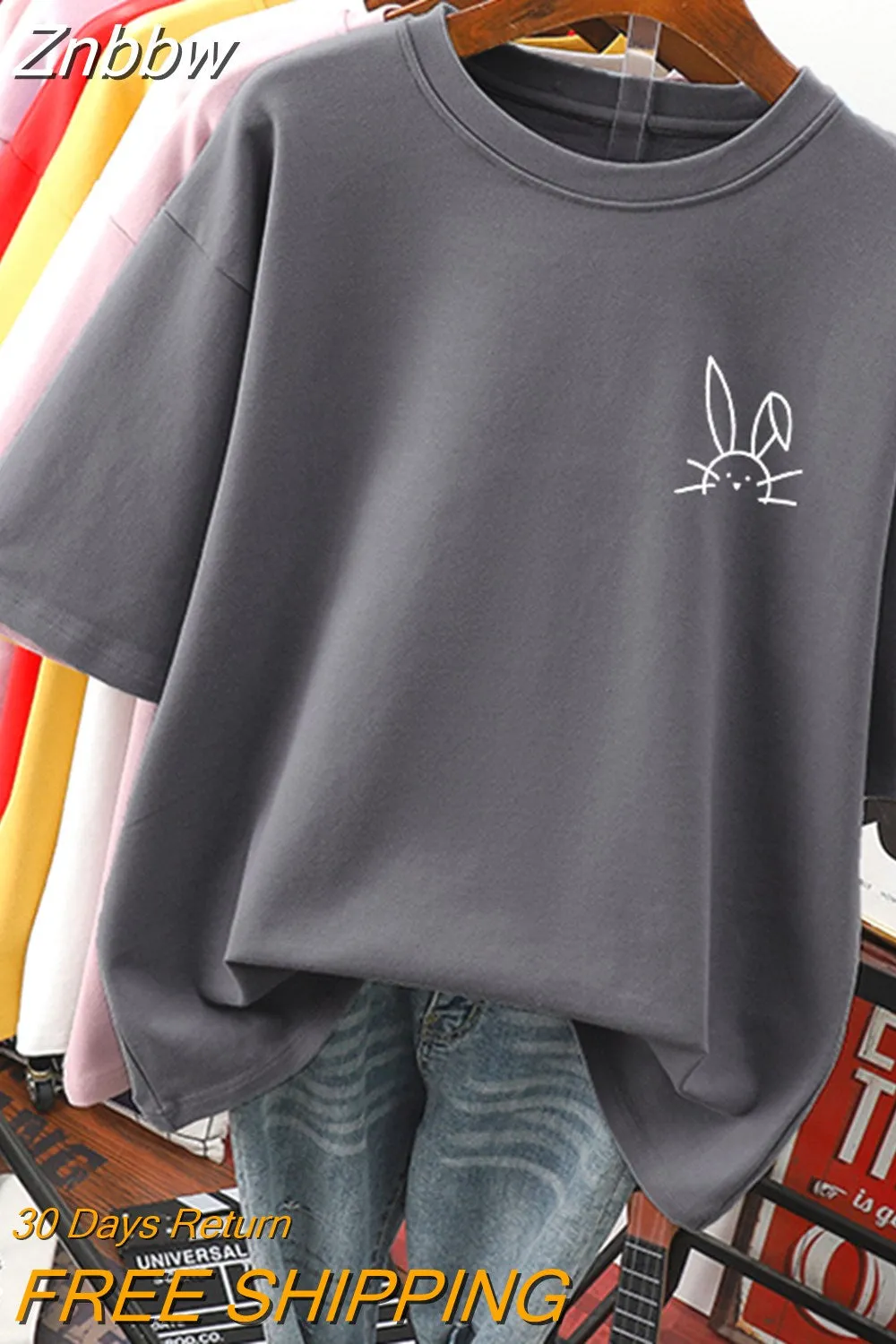 Znbbw 100 Cotton L-5XL Plus Size T Shirt Cartoon Print Tshirt Short Sleeve Women's Top Summer Kawaii Couple O Neck T Shirts - Image 13