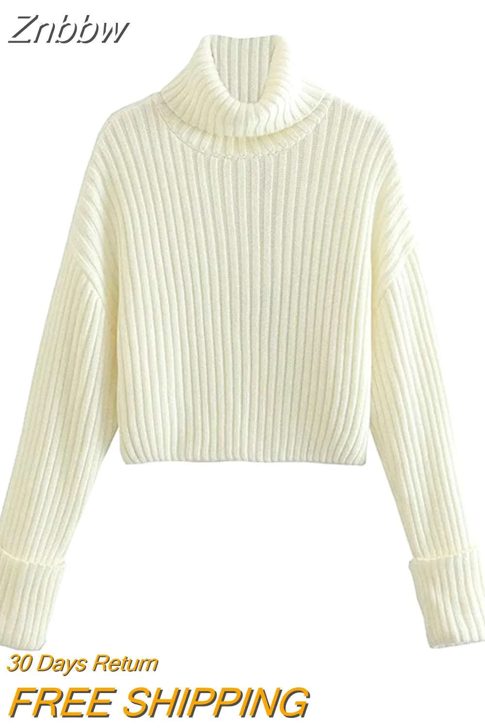 Znbbw 2023 Ladies Retro Solid Turtleneck Sweater Warm Knit Pullover Women Fashion Autumn Spring Casual Long Sleeve Sweater