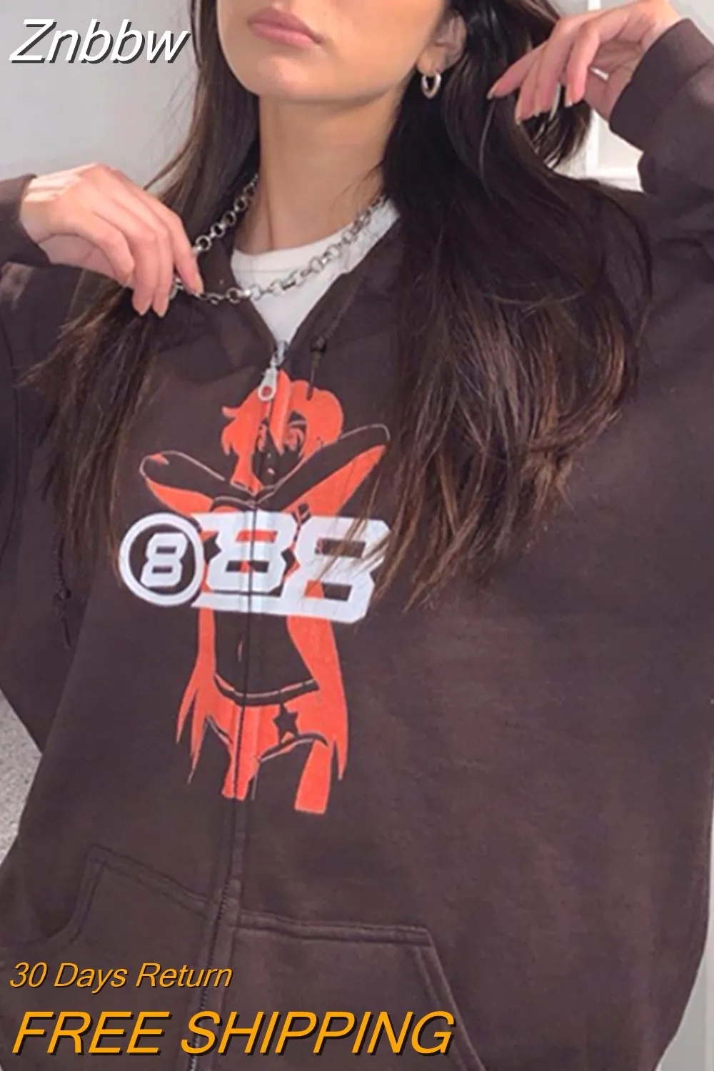 Znbbw Women Zip-up Y2K Harajuku Oversized Skeleton Hoodie Goth Hoodie Female Women Grunge Hooded With Zipper Hood Skull Sweatshirt - Image 8