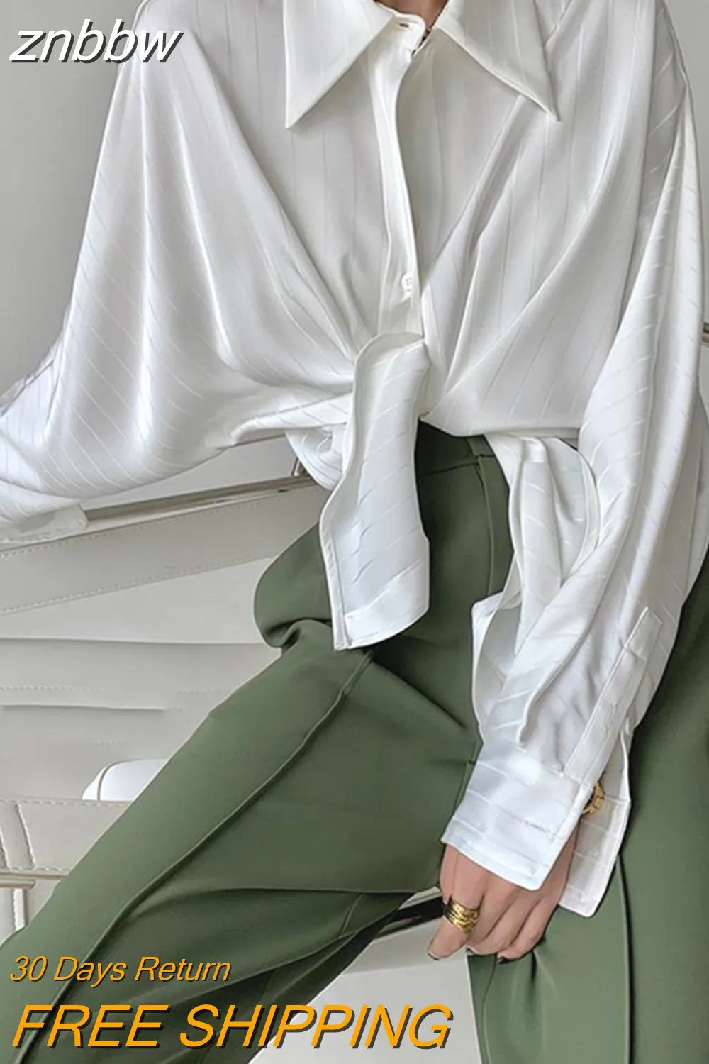 znbbw 2023 Summer Elegant Long Sleeve Women Shirt Vintage Button Up Stripe Loose Ladies Shirts Fashion Office Female Clothing - Image 3