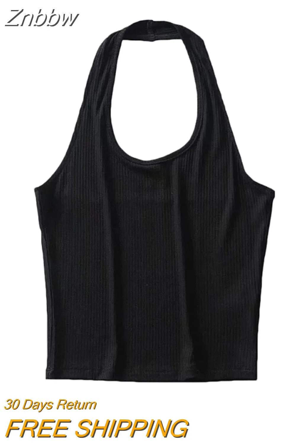 Znbbw Women Ribbed Crop Top With Halter Tank Top Women Summer Vintage Sleeveless Camis 90s Cool Girls Streetwear Green Soft Tees - Image 5