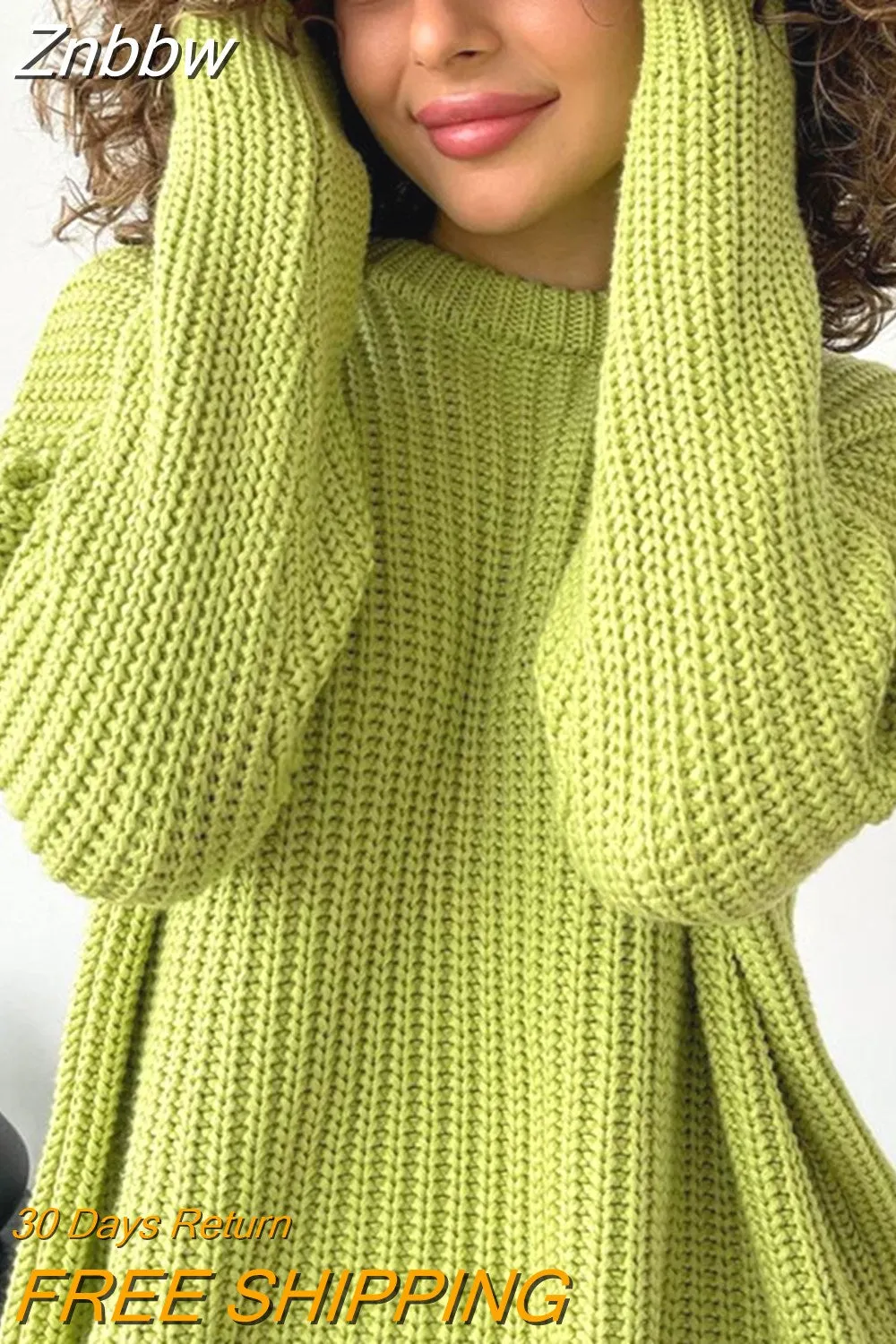 Znbbw O Neck Sweater Women 2023 Autumn Winter Warm Casual Loose Solid Pullovers Basic Soft Elegant Knitwear Jumper Sweaters - Image 9