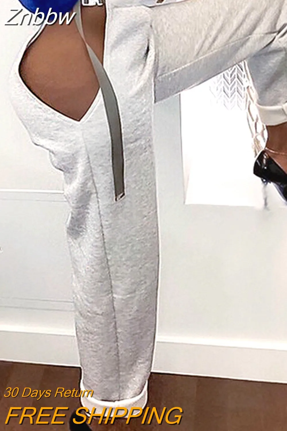 Znbbw Women Low Rise Hollow Out Belt Casual Pants Sexy Wide Leg Solid Sporty Trousers 2023 Spring Fall Harajuku Lolita Y2K Clothes - Image 3