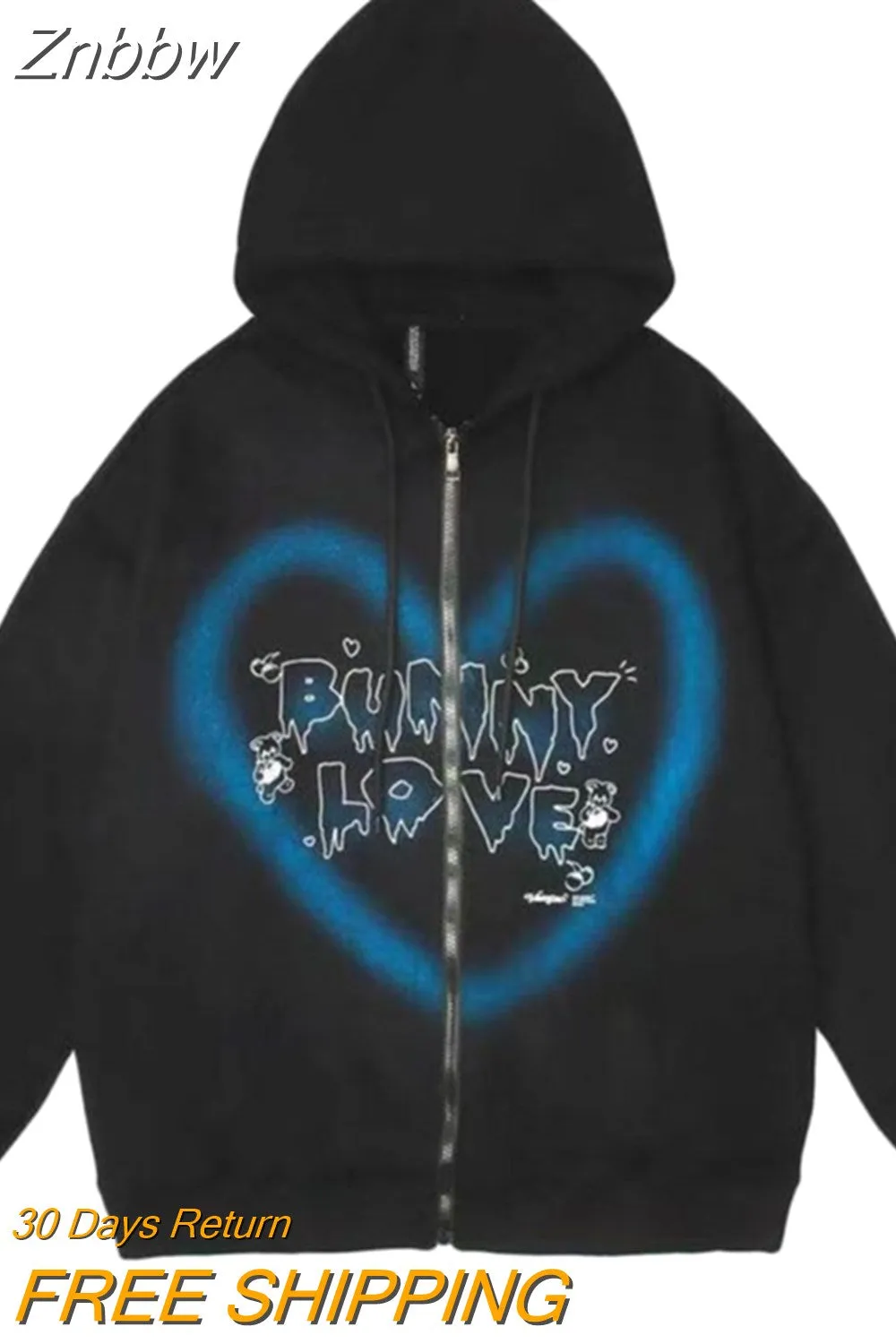 Znbbw Aesthetic Butterfly Zip Up Oversized Sweatshirts Harajuku Long Sleeve Goth Hoodies Y2K Autumn Grunge Punk Coat Retro Clothes - Image 12