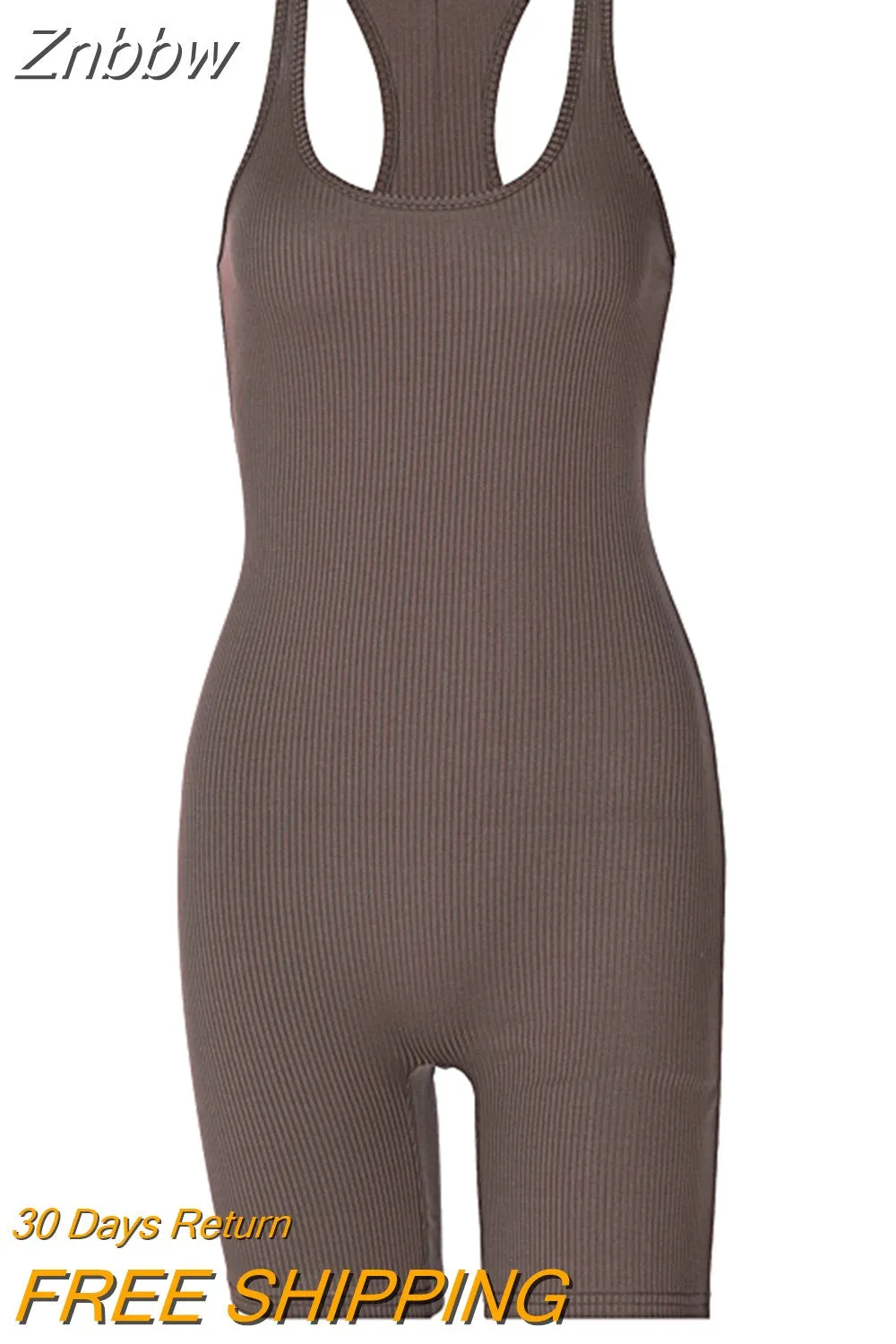 Znbbw Women Summer Sleeveless Bodycon Soild Color Romper Bodysuit Playsuit Sportswear Workout 2023 Female Clothing - Image 6