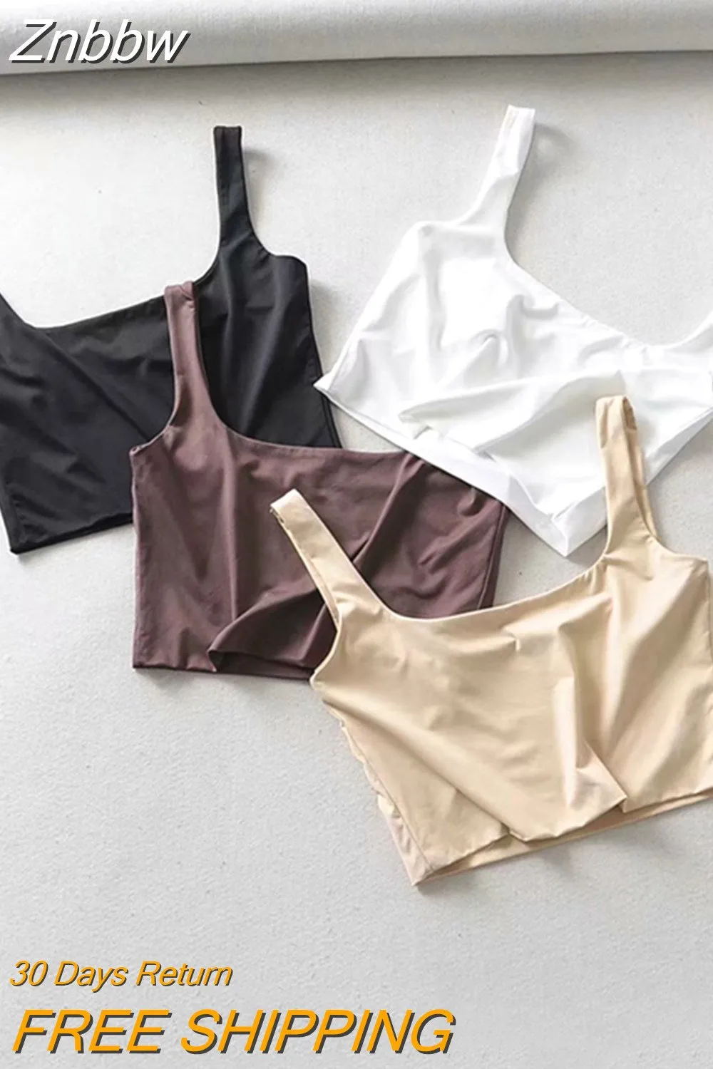 Znbbw Sale 2023 Summer Women Sexy Sleeveless Tops Fashion Short Square Collar Tank Tops 4 Colors