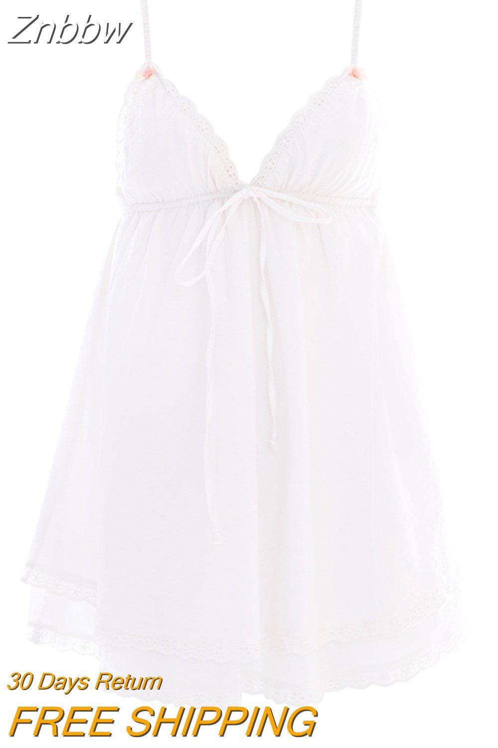 Znbbw Women Y2K Ruffle Mini Dress A Line Spaghetti Strap Cami Dress Cute Bow Fairy Sundress Strappy Backless Party Short Dresses - Image 7