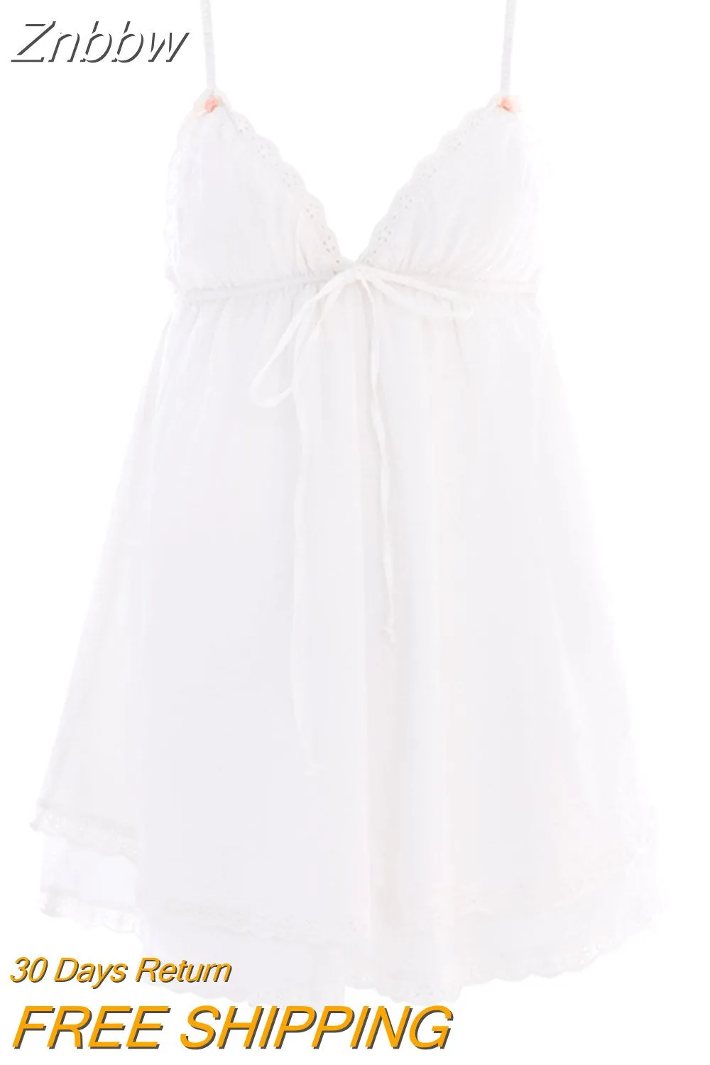 Znbbw Women Y2K Ruffle Mini Dress A Line Spaghetti Strap Cami Dress Cute Bow Fairy Sundress Strappy Backless Party Short Dresses 0410 - Image 7