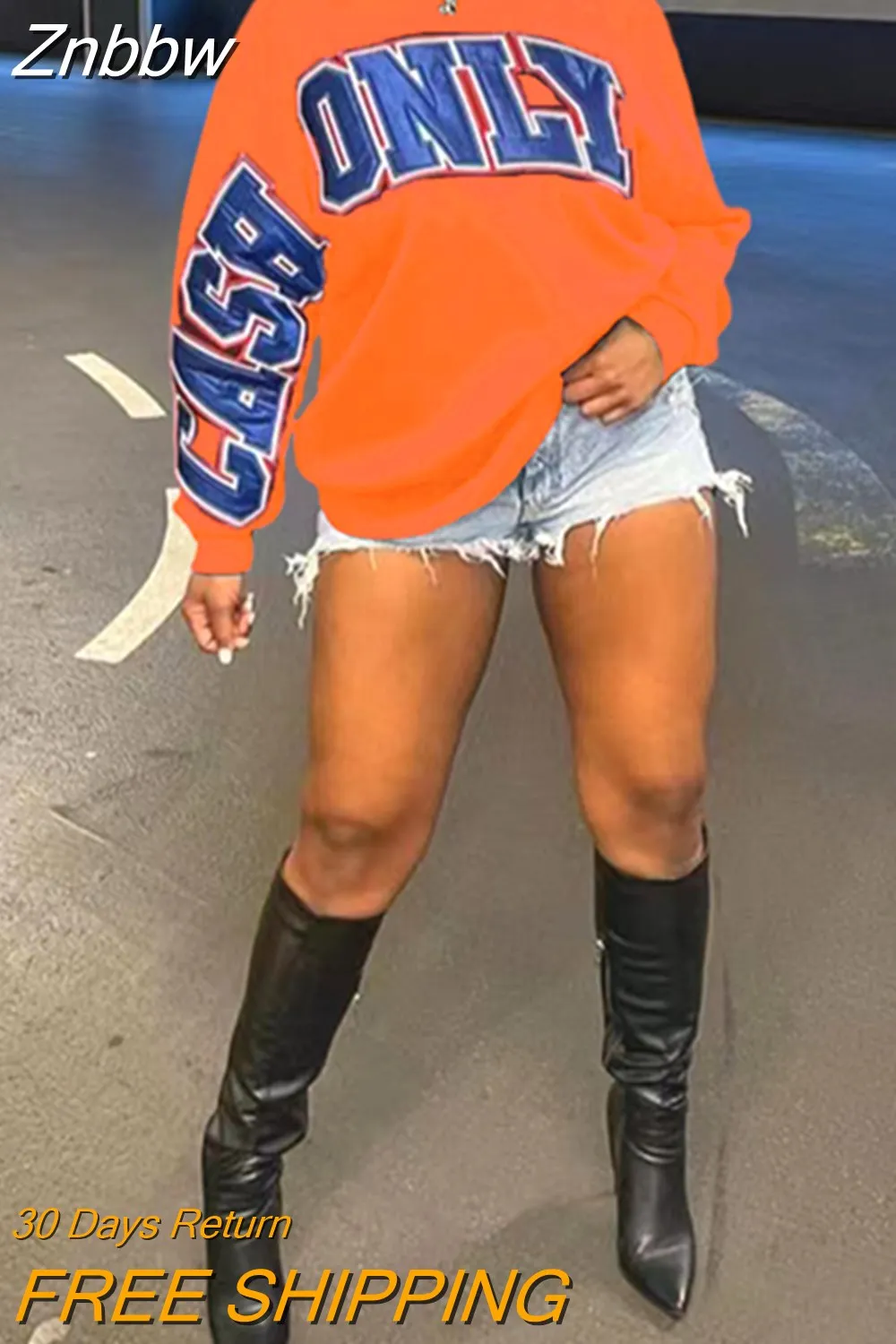 Znbbw Women Loose Letter Print Full Sleeve Pullovers Female Casual CASH ONLY Streetwear 2023 Fashion Spring O-Neck Y2k Sweatshirts - Image 6