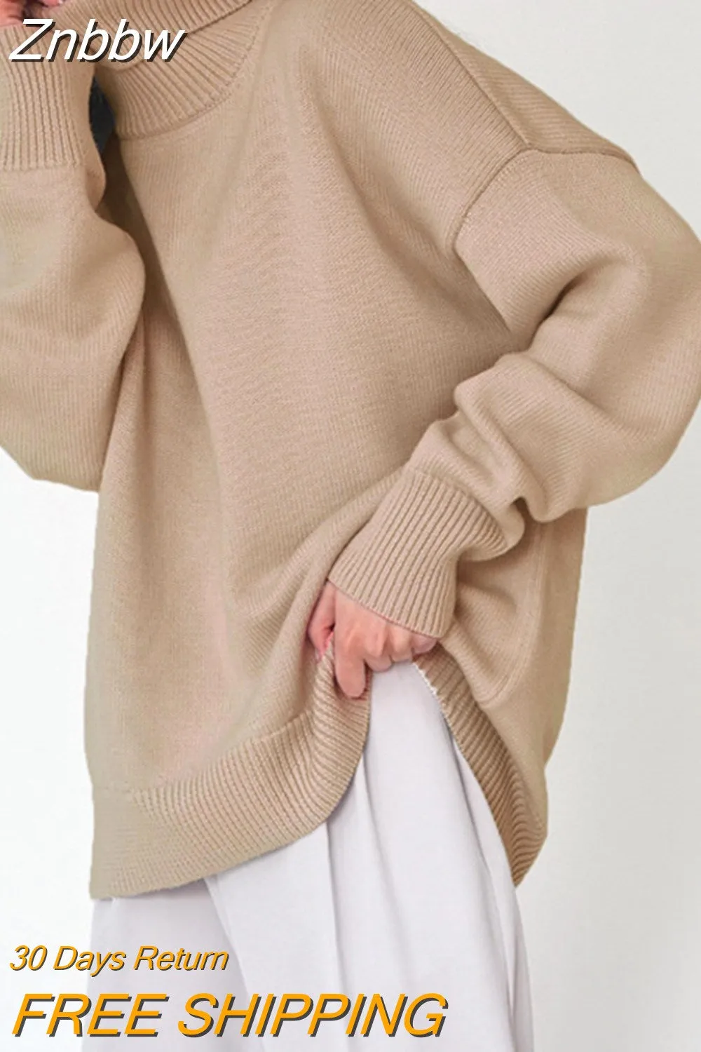 Znbbw Women Turtleneck Sweater Elegant Loose Lazy Winter Vintage Thick Warm Pullover Long Sleeve Top Casual Loose Knitted Sweaters - Image 9