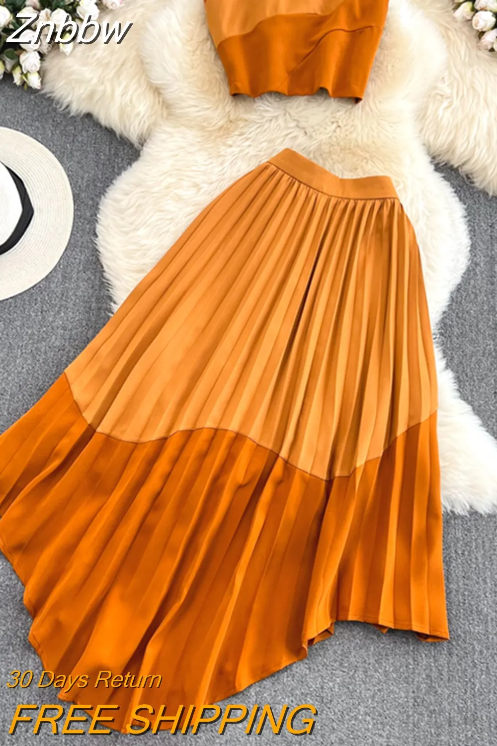 Znbbw Women Summer Dress Fashion Suit Spicy Girl Strapless Bra Top Two-piece High Waist Draped Irregular Pleated Dress D3068 - Image 8