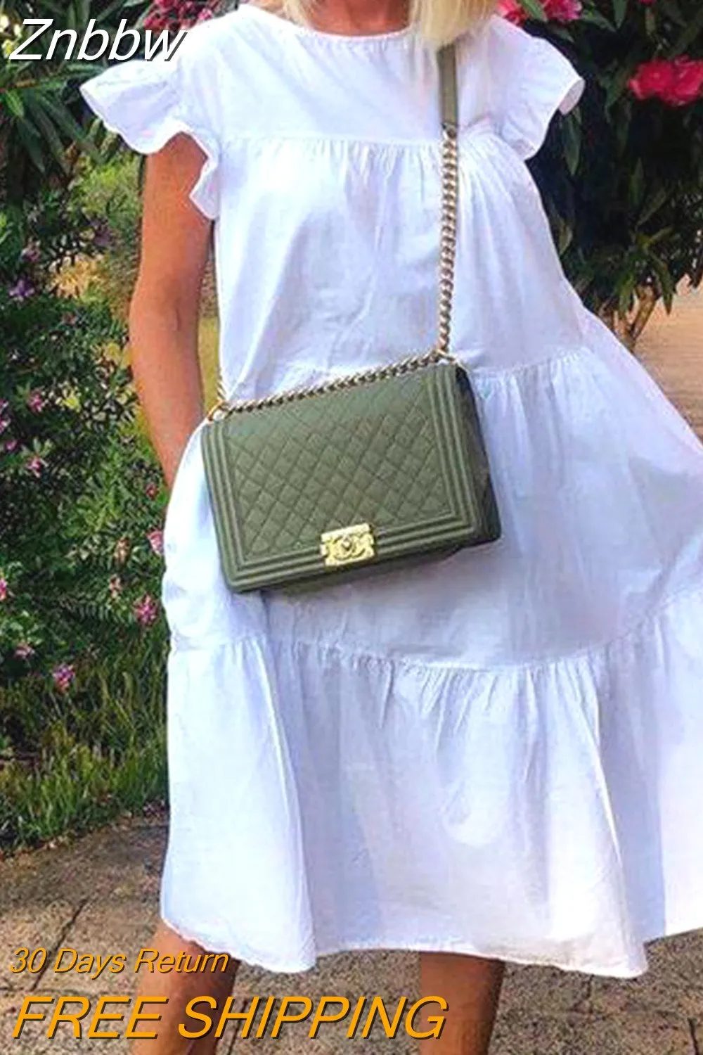 Znbbw Women's Summer Ruff Sundress Elegant Casual Party Beach Vintage Swing Midi Dress 2023 Solid Bohemian Oversized Vestidos Robe - Image 12