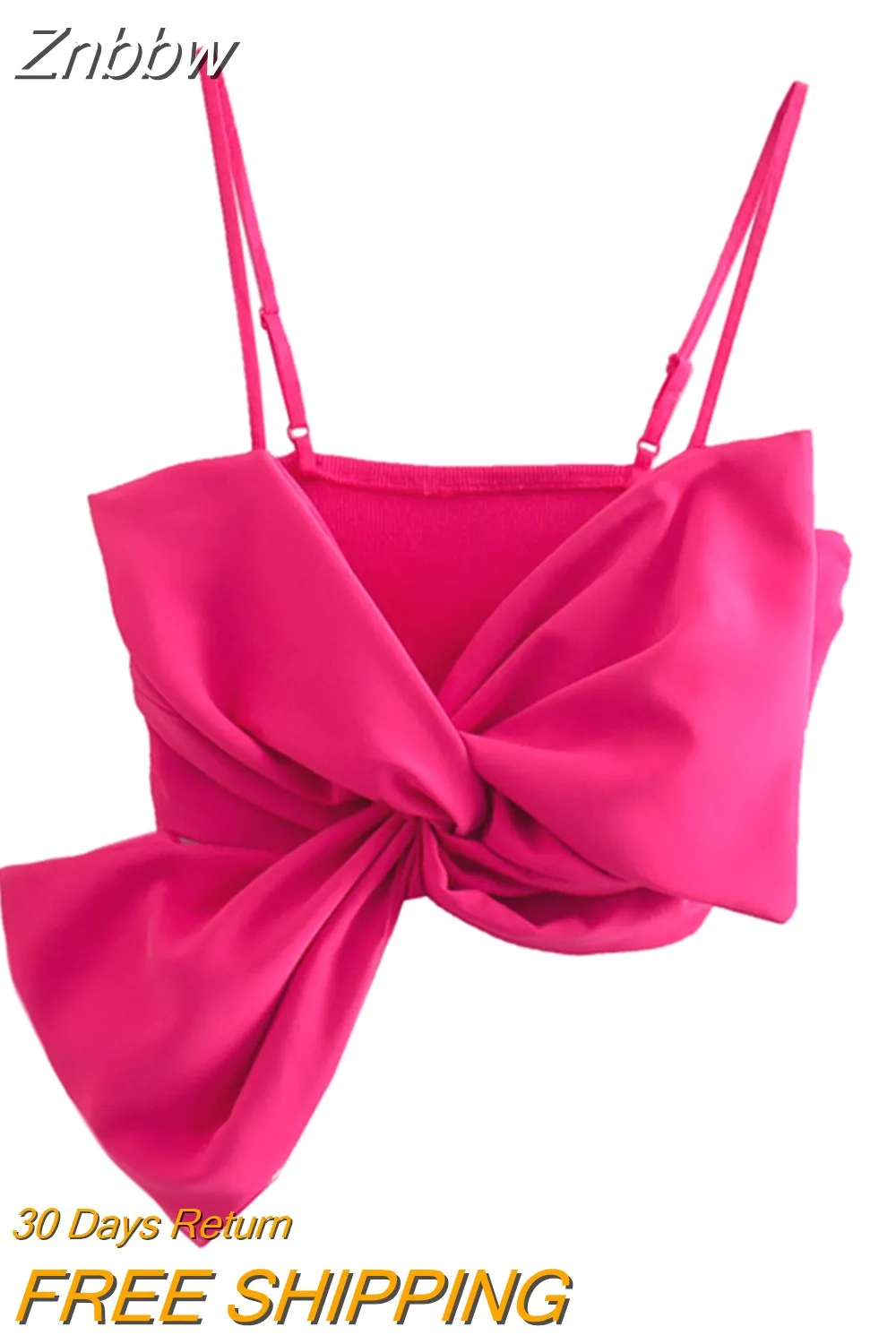 Znbbw 2023 Crop Top Women Sleeveless Party Off Shoulder Spaghetti Strap Backless Korean Bow Tank Tops 202304 - Image 2