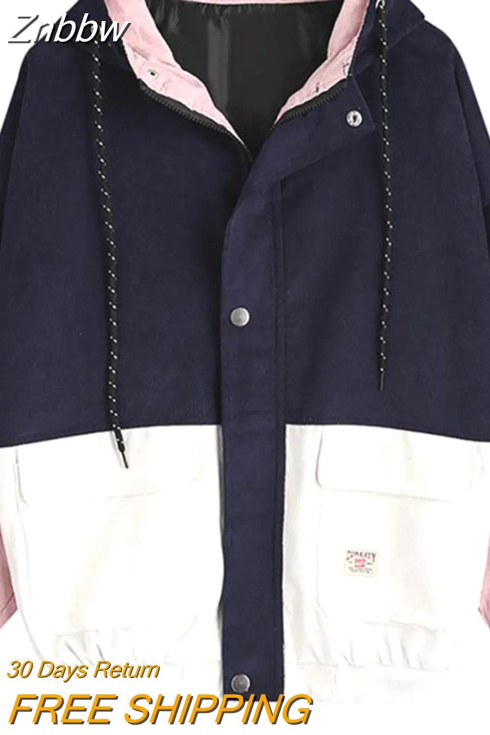 Znbbw Autumn Women Coats Corduroy Patchwork Oversize Zipper Jackets Windbreaker Coats And Jackets Women Baseball-Uniform Clothes - Image 8