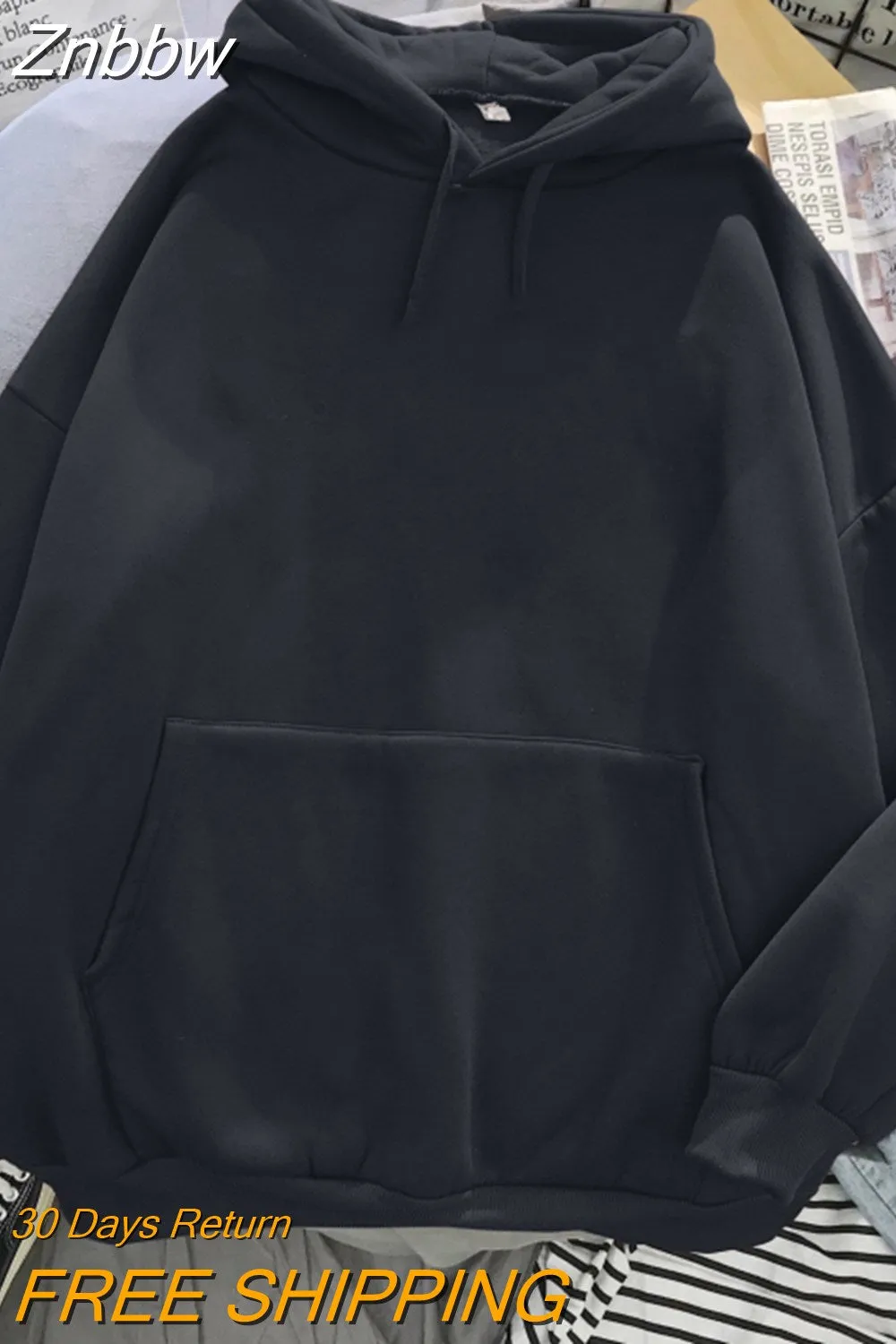 Znbbw Y2K Harajuku Anime Gothic Hoodies Korean Style Loose Skull Print Goth Grunge Long-sleeved Hooded Coat Solid Color Retro - Image 4