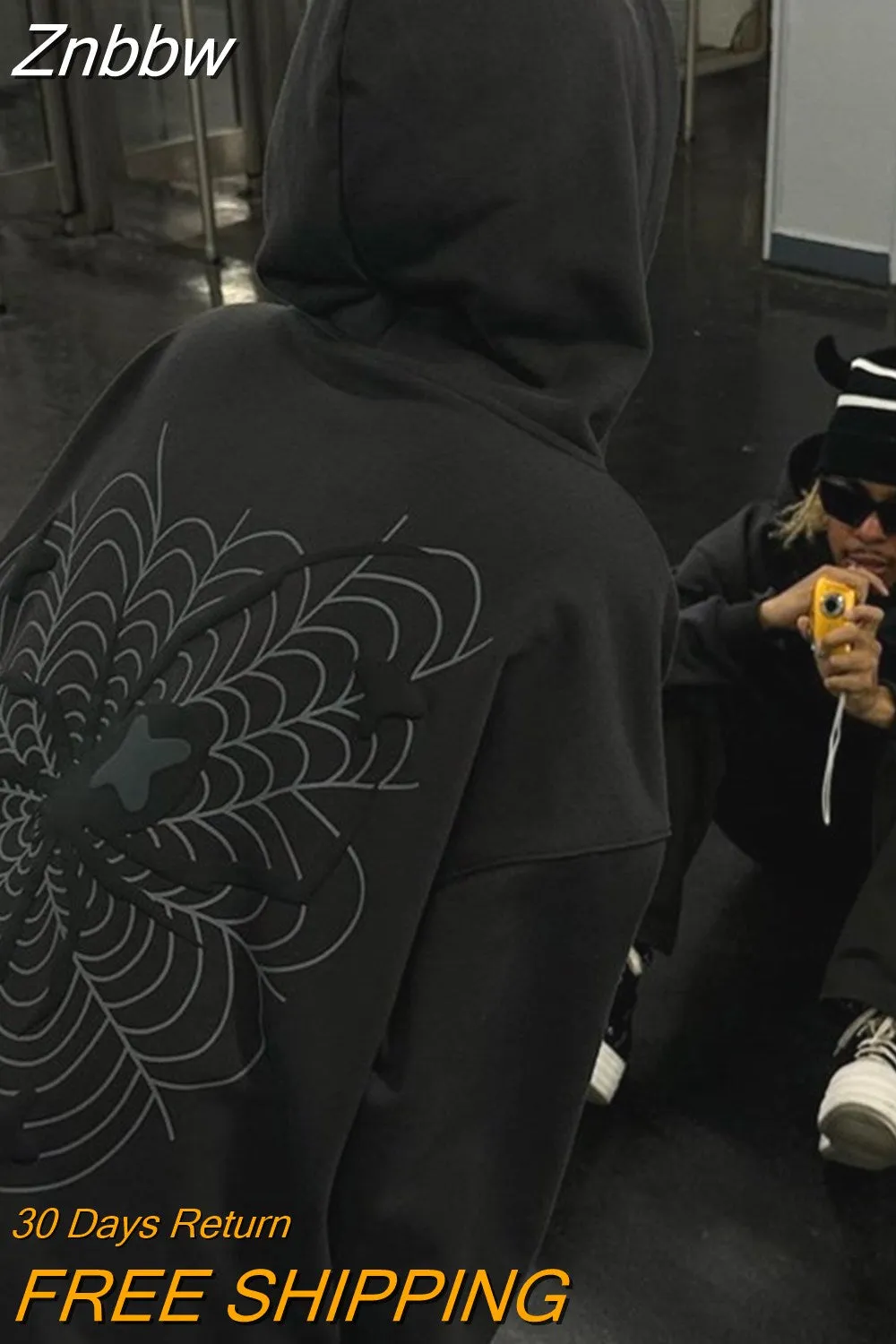 Znbbw Hop Men Sweatshirt Hoodie Spider Printed Streetwear Harajuku Y2k clothing Pullover Winter Fall Hoodies Casual Zip Jacket