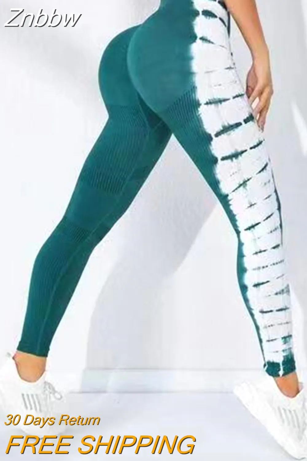 Znbbw Women Stretchy Tie Dye Yoga Sports Leggings Seamless Push Up Slim Fitted Yoga Fitness Women's Activewear - Image 3