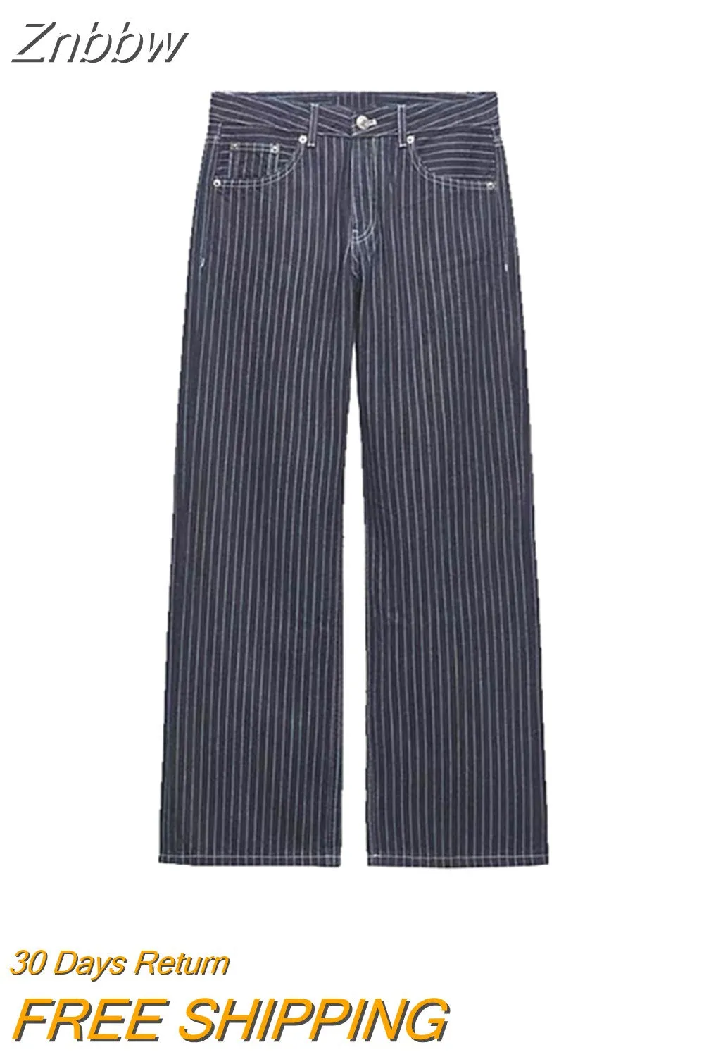 Znbbw Women Vintage Jeans For Women 2023 Striped Denim Jeans Work Pants Women jeans