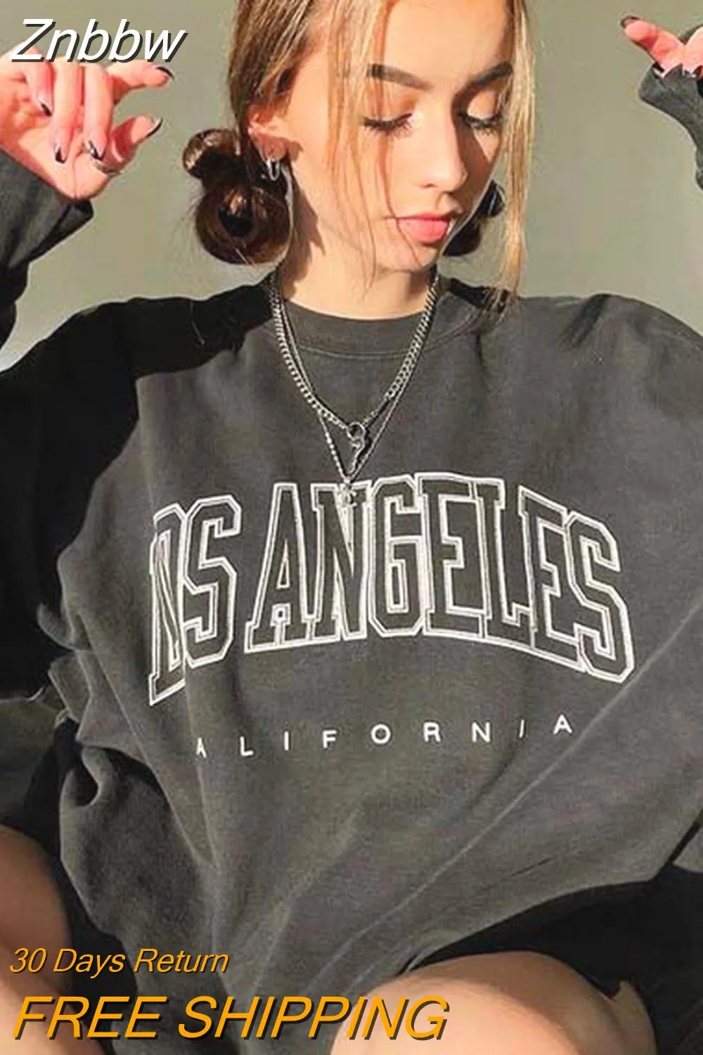 Znbbw Women Y2K Hoodies Hip Hop Letter Oversized Casual Streetwear Long Sleeve Pullover Vintage Autumn Winter Fashion Sweatshirts Tops