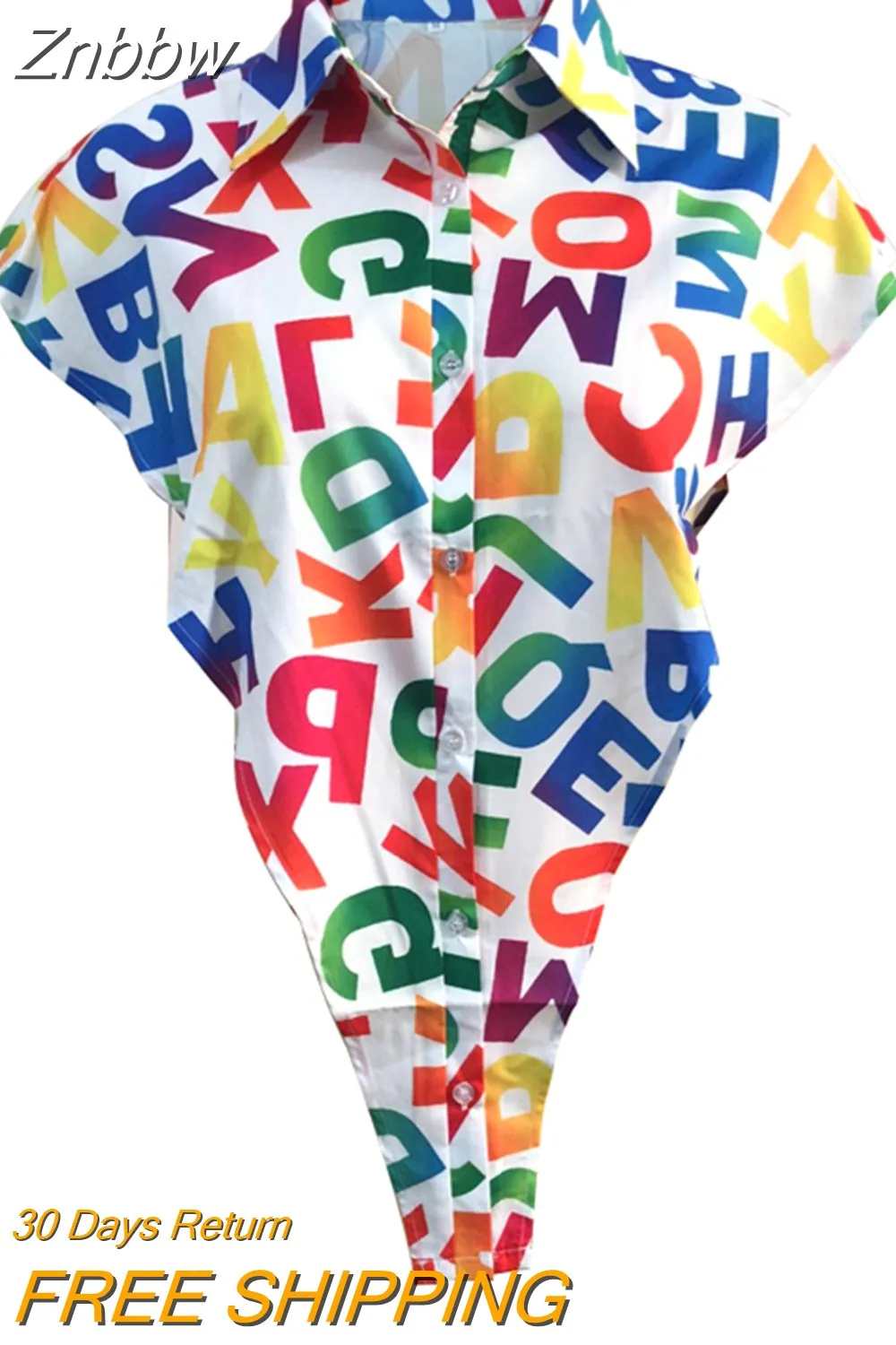 Znbbw Multicolor Letter Print Fashion Oversized Shirt Hollow Out Side White Tops Women Turn-Down Collar Streetwear Blouses - Image 8