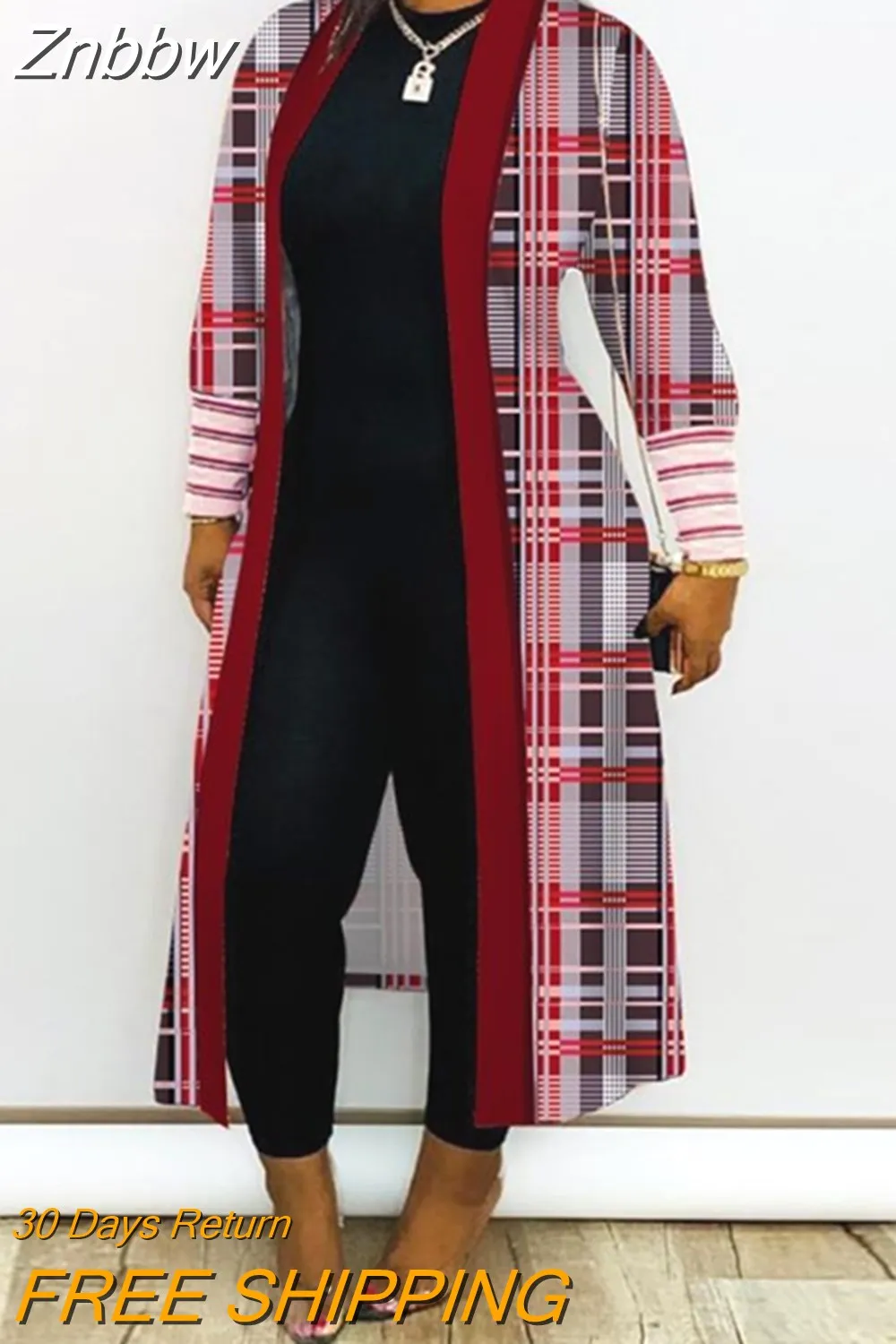 Znbbw Women Printed Long Cardigan full sleeve Trench  OverCoat Lady Casual Loose Open Stitich Coat Female 2023 Autumn Spring Fashion - Image 4