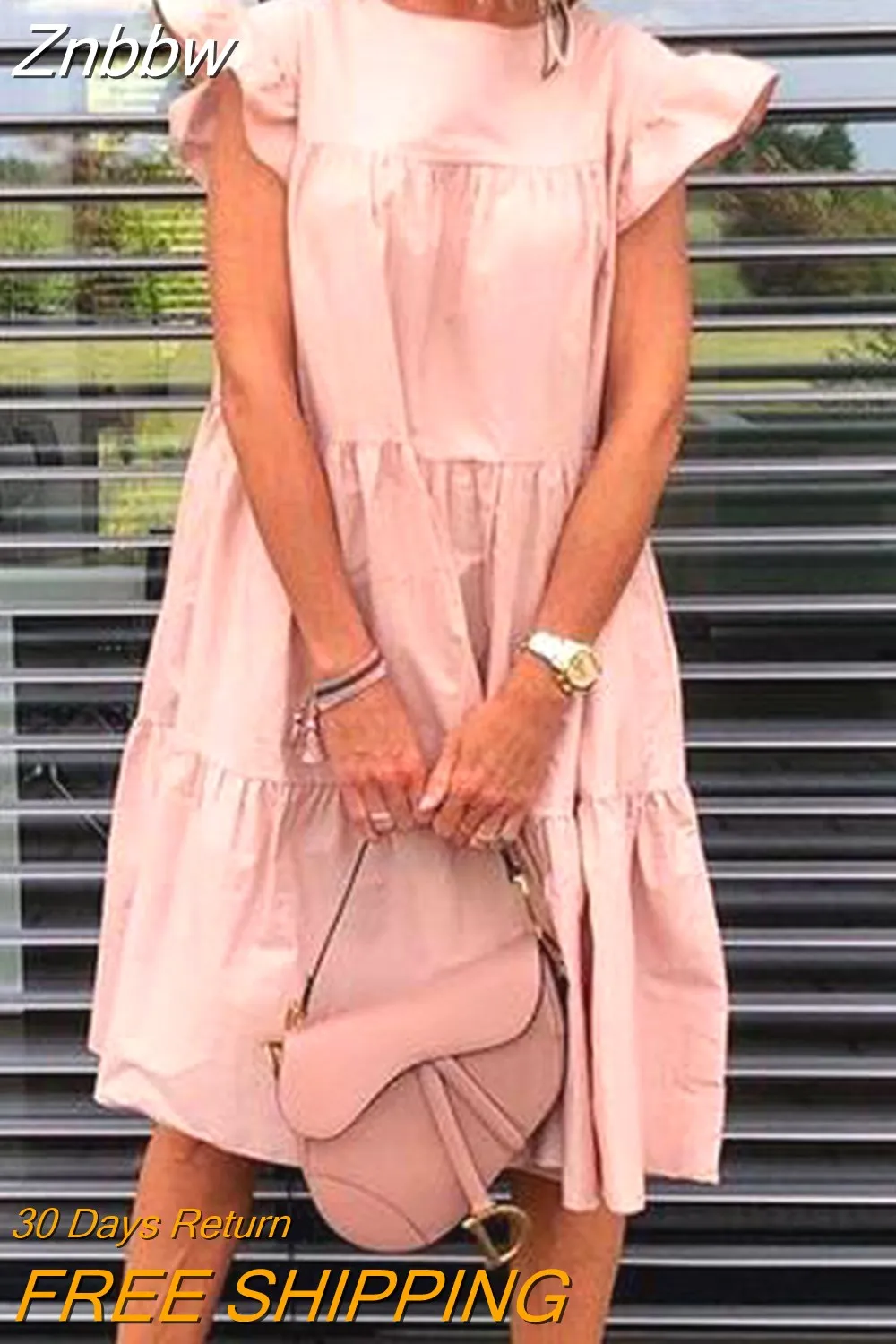 Znbbw Women's Summer Ruff Sundress Elegant Casual Party Beach Vintage Swing Midi Dress 2023 Solid Bohemian Oversized Vestidos Robe - Image 10