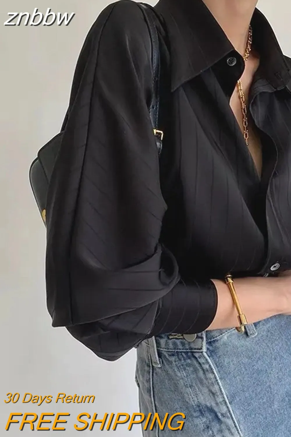 znbbw 2023 Summer Elegant Long Sleeve Women Shirt Vintage Button Up Stripe Loose Ladies Shirts Fashion Office Female Clothing - Image 5