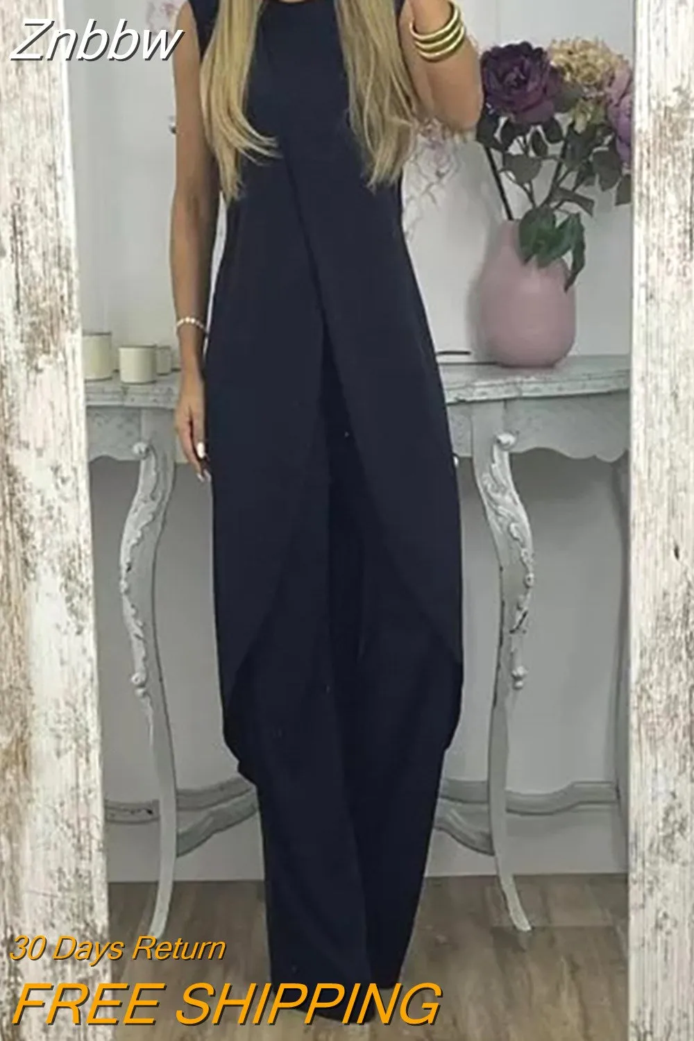 Znbbw Women's Casual Pattern Printing High Street Two Piece Set Elegant Commuter Long Pants Suit Summer Loose Bohemian Outfits - Image 5