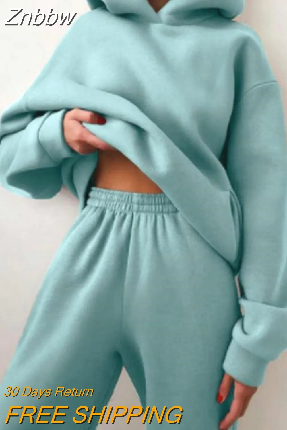 Znbbw Women Tracksuit Solid Casual Long Sleeve Sweatershirts with Trousers Suit Sports Hoodie Sportswear Winter 2023 Two Piece Sets - Image 6