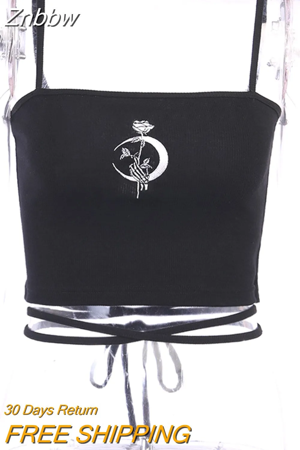 Znbbw Women's Print Suspender Sleeveless Square Neck Slim Crop Top Sexy Halter Bottoming Shirt 2023 Girls Party Wear - Image 4