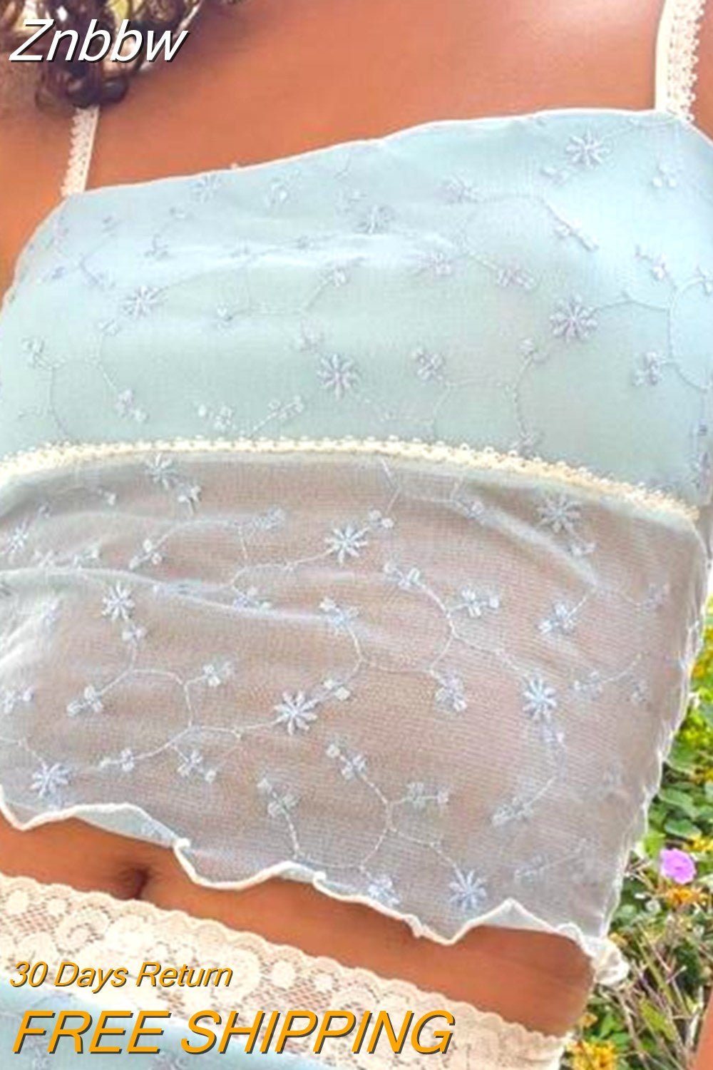 Znbbw Womens Y2k Sheer Lace Frill Strapless Tube Crop Tops Fairy Grunge Sleeveless Summer Sexy Bandeau Vest Top Streetwear - Image 11