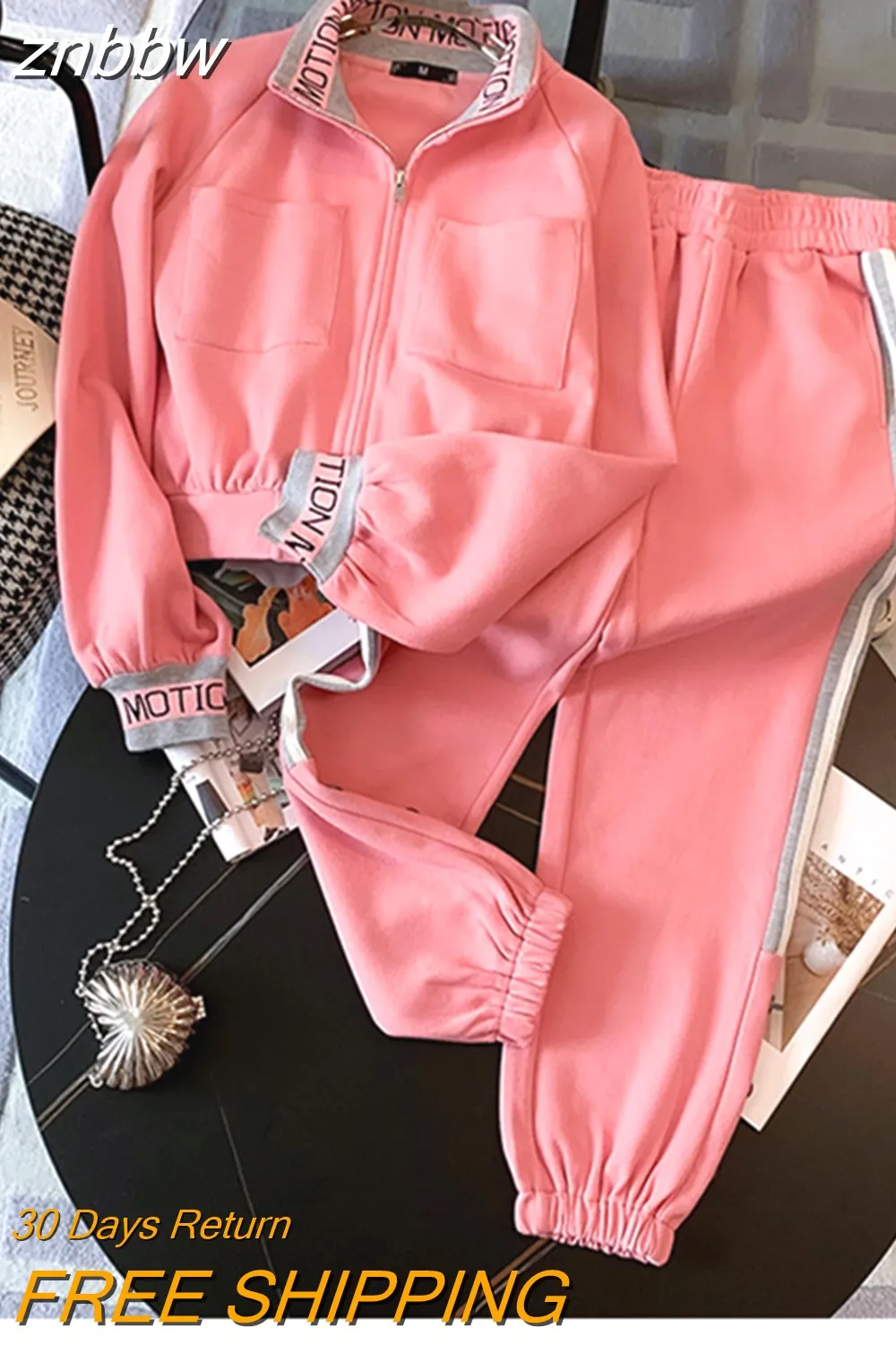 znbbw Womens Casual Fashion Pants Suits Autumn Winter All-match Sports Style Trousers and Cardigan Sweatshirts 2 Piece Sets Outfits - Image 2