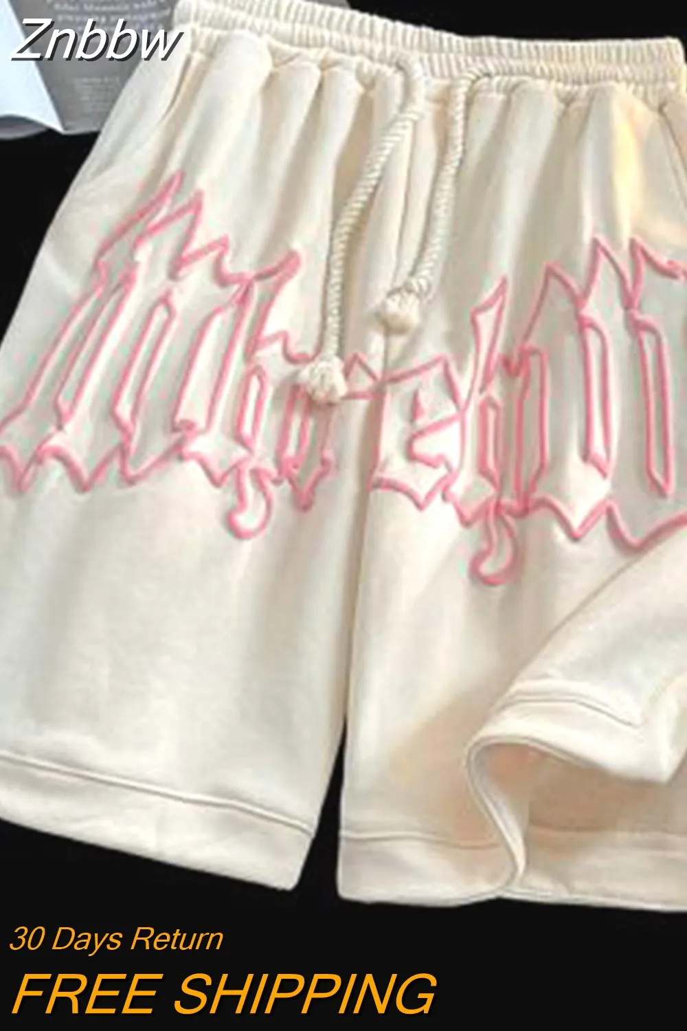 Znbbw Y2k Summer Women and Men clothing Goth Letter Pants Harajuku Oversize Sweat Gym Shorts Korean Streetwear Sportswear Short - Image 4
