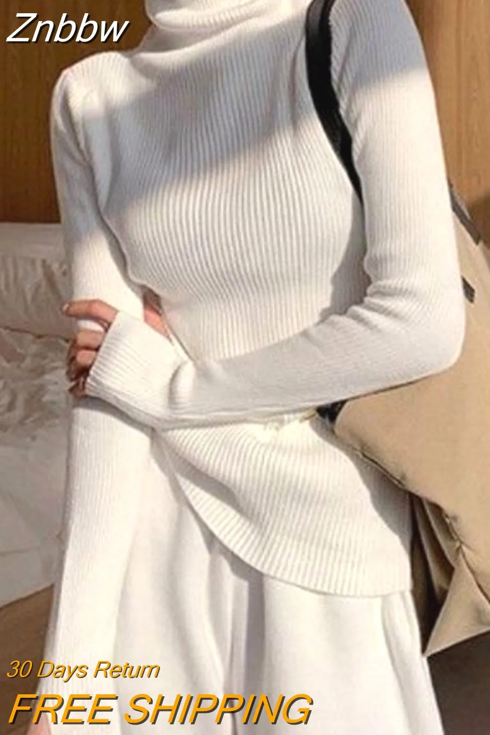 Znbbw Sweaters 2023 Autumn Winter Casual Soft Casual Soft Slim Knitted Pullove Soft Warm Jumper Y2K Long Sleeve Sweaters - Image 9