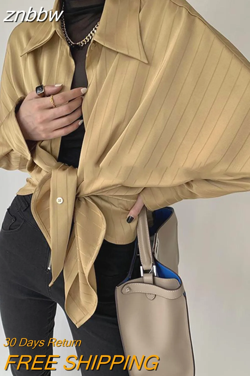 znbbw 2023 Summer Elegant Long Sleeve Women Shirt Vintage Button Up Stripe Loose Ladies Shirts Fashion Office Female Clothing