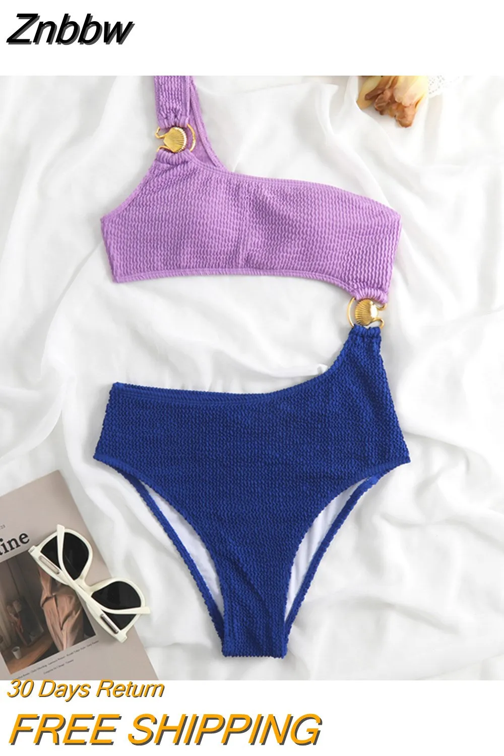 Znbbw Women Sexy One Piece Swimsuits Female One Shoulder Monokini High Waist Swimming Suits 2023 Swimwear Beachwear Beach Bodysuit - Image 4