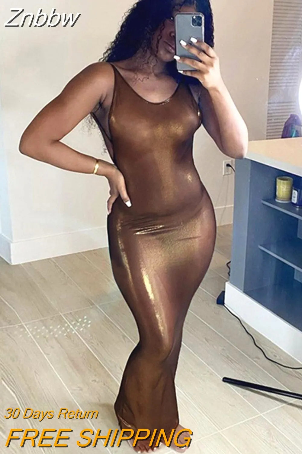 Znbbw Women Autumn Summer Bodycon Party Solid Color Sleeveless Long Dress Sundress 2023 Female Clothing Streetwear Wholesale